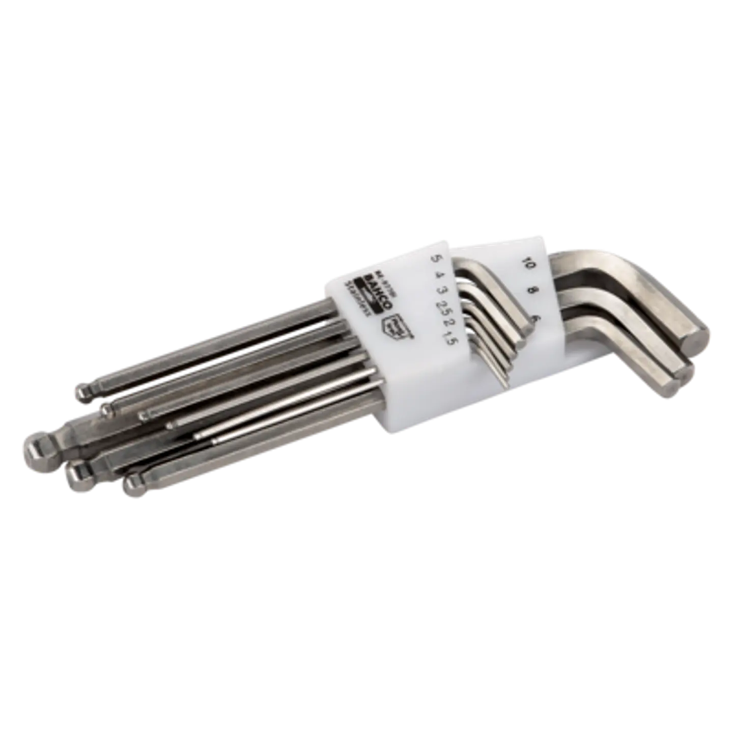 Juego de llaves acodadas métricas, largas, de acero inoxidable y con bola para tornillos hexagonales: 9 piezas Bahco BE-9770I 1
