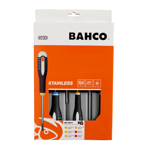 Juego de destornilladores de acero inoxidable para ranurados y Phillips ERGO™ (6 piezas) Bahco BE-9881I