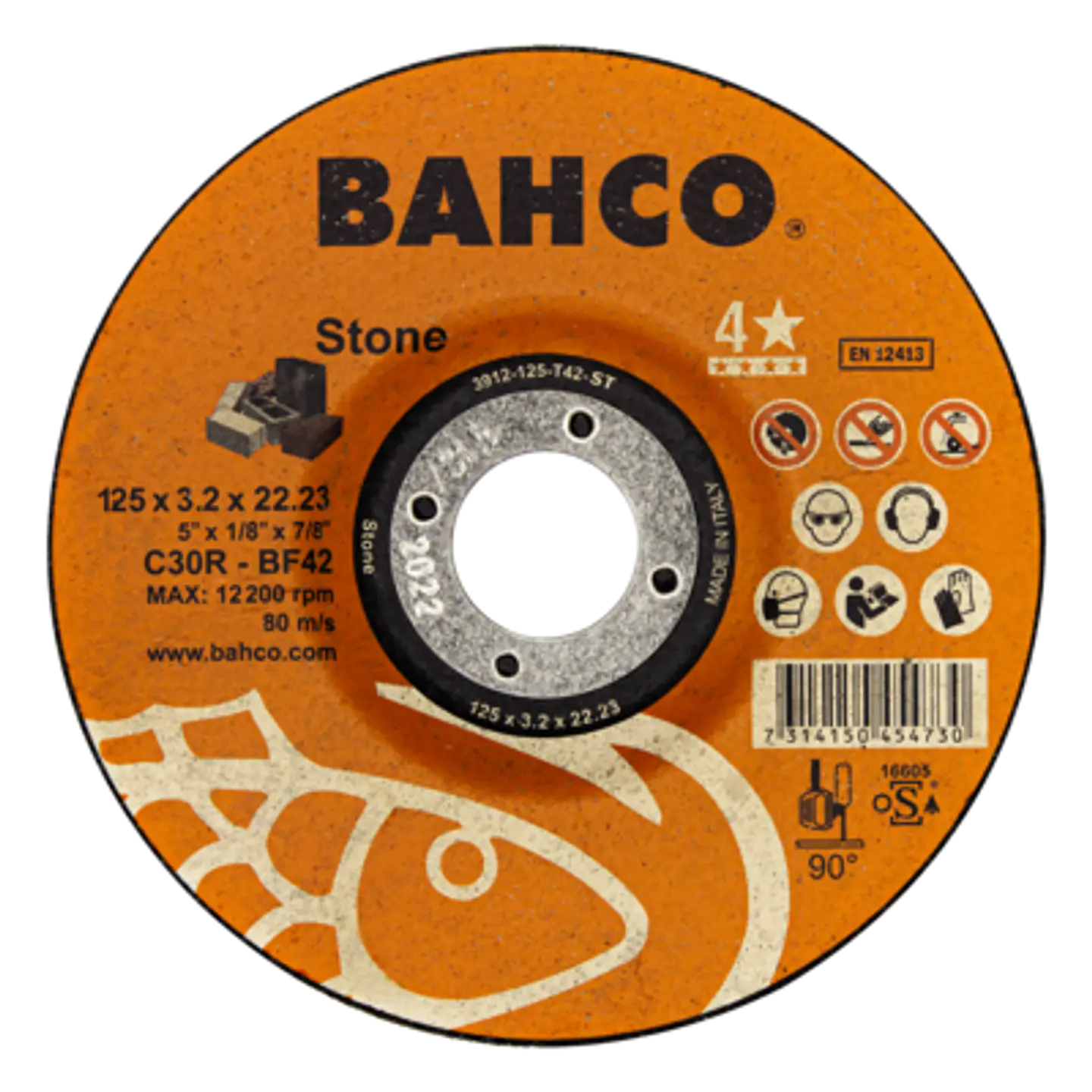 Discos abrasivos de alto rendimiento para corte de materiales de construcción 125 x 3.2 x 22.23mm Bahco 3912-125-T42-ST 1