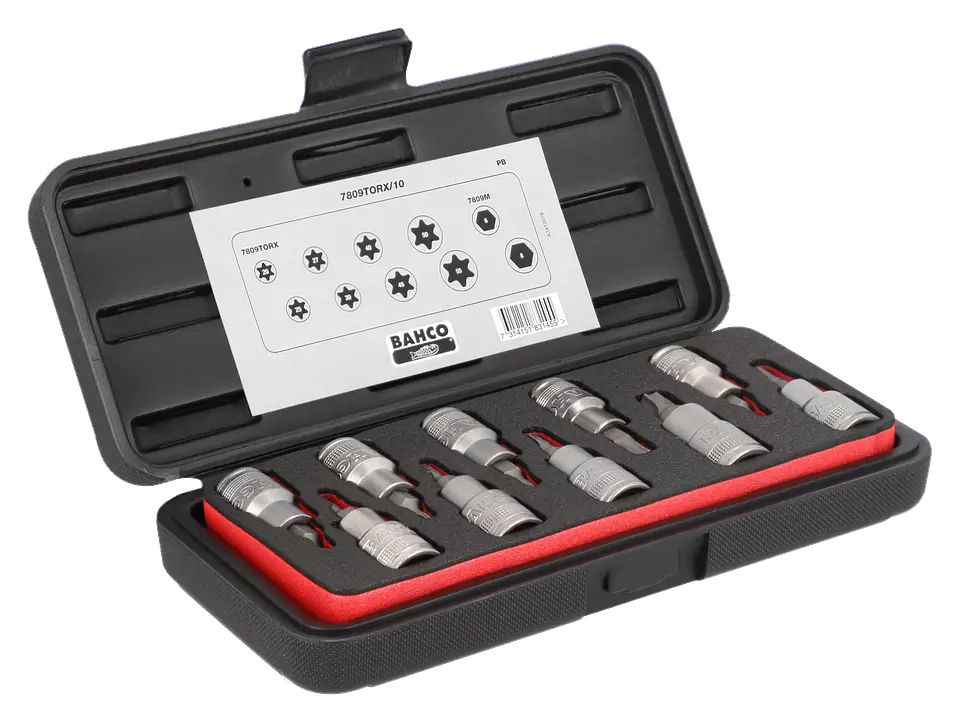 Bahco Juego Dados con Puntas Torx y Hexagonales 1/2