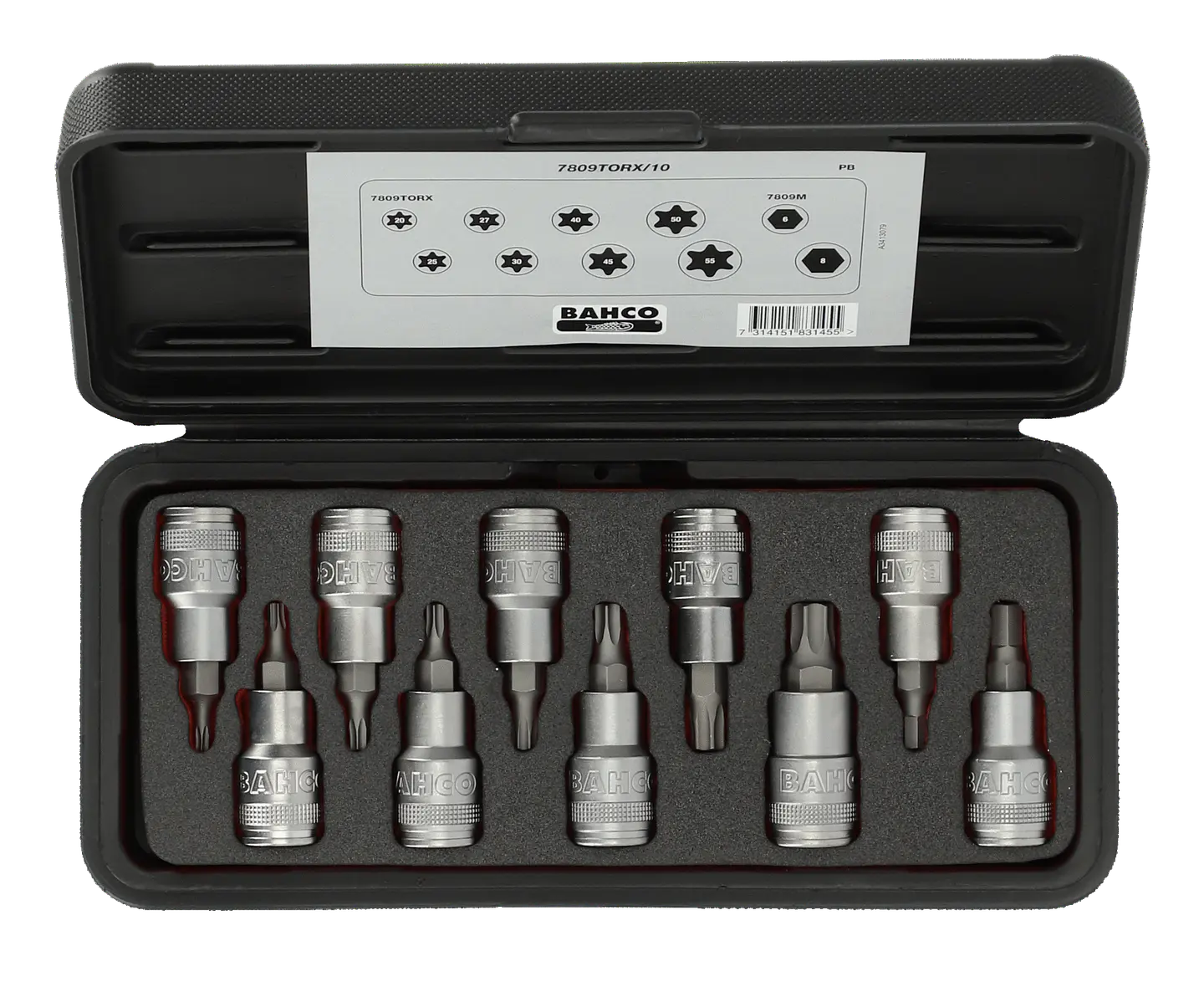 Bahco Juego Dados con Puntas Torx y Hexagonales 1/2