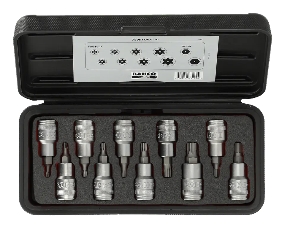Bahco Juego Dados con Puntas Torx y Hexagonales 1/2