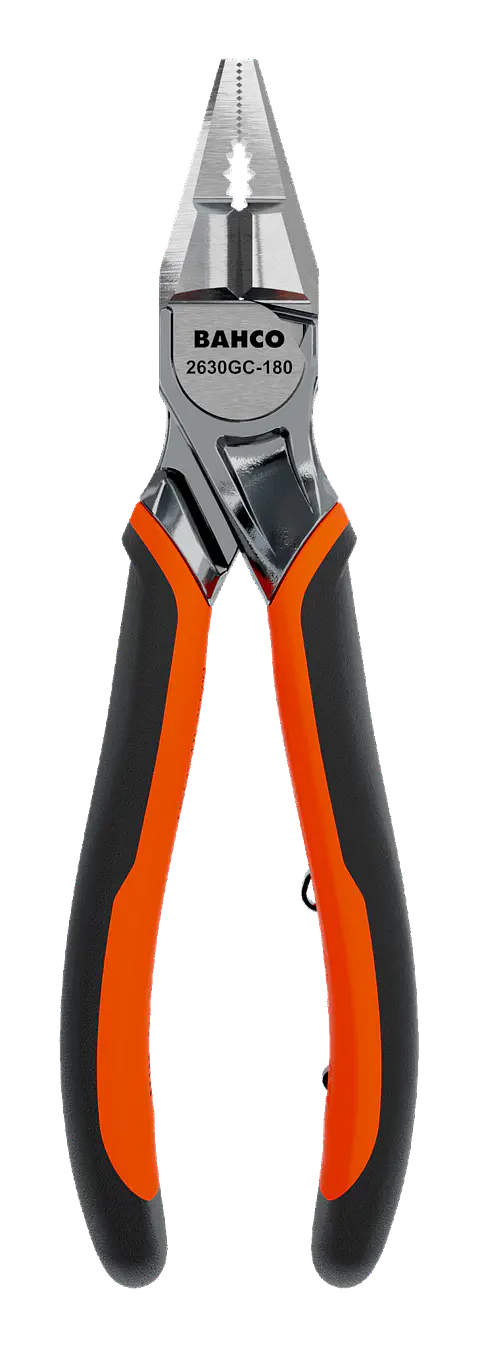 Alicates ERGO™ universales cromados, con mangos bi-materiales. Filo de corte reforzado (160 mm) Embalaje industrial Bahco 2630GC-160IP
