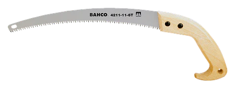 Serrucho de poda manual con dientes templados y mango de madera 6 DPP 11" Bahco 4211-11-6T
