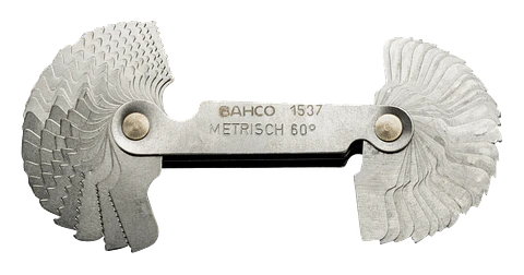 Galga de roscas con medidas métricas, ángulo de 60° y sistema Whitworth de 55º (30 mm) Bahco 1537