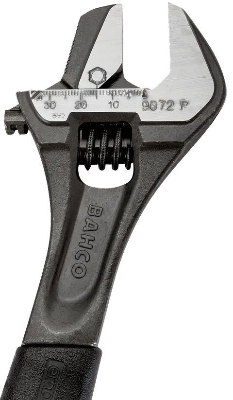 Llave ajustable "inglesa" fosfatada con mango de goma ERGO™, moleta central y mordaza reversible - 33 mm Bahco 9072 P
