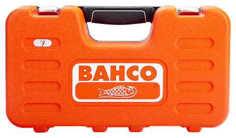Juego de vasos con cuadrado de 1/4" y 1/2" con perfil bi-hexagonal métrico y carraca de cabeza compacta (56 piezas/maletín) Bahco S560
