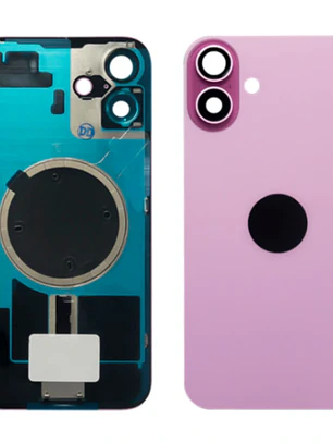 iPhone 16  Vidrio Tapa Trasera Back Glass /Rosa / Pink /  Completa con Lamina y Magneto NFC