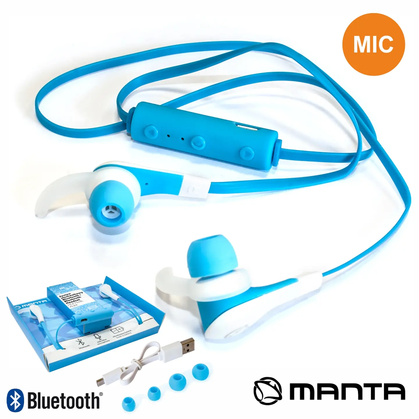AUSCULTADORES BLUETOOTH STEREO MIC BAT AZUL MANTA 1