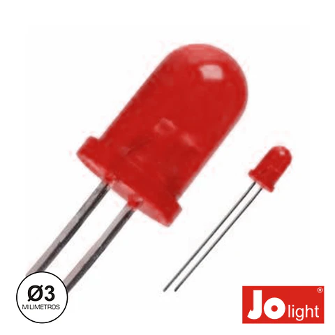 LED 3MM ALTO BRILHO VERMELHO DIFUSO JOLIGHT