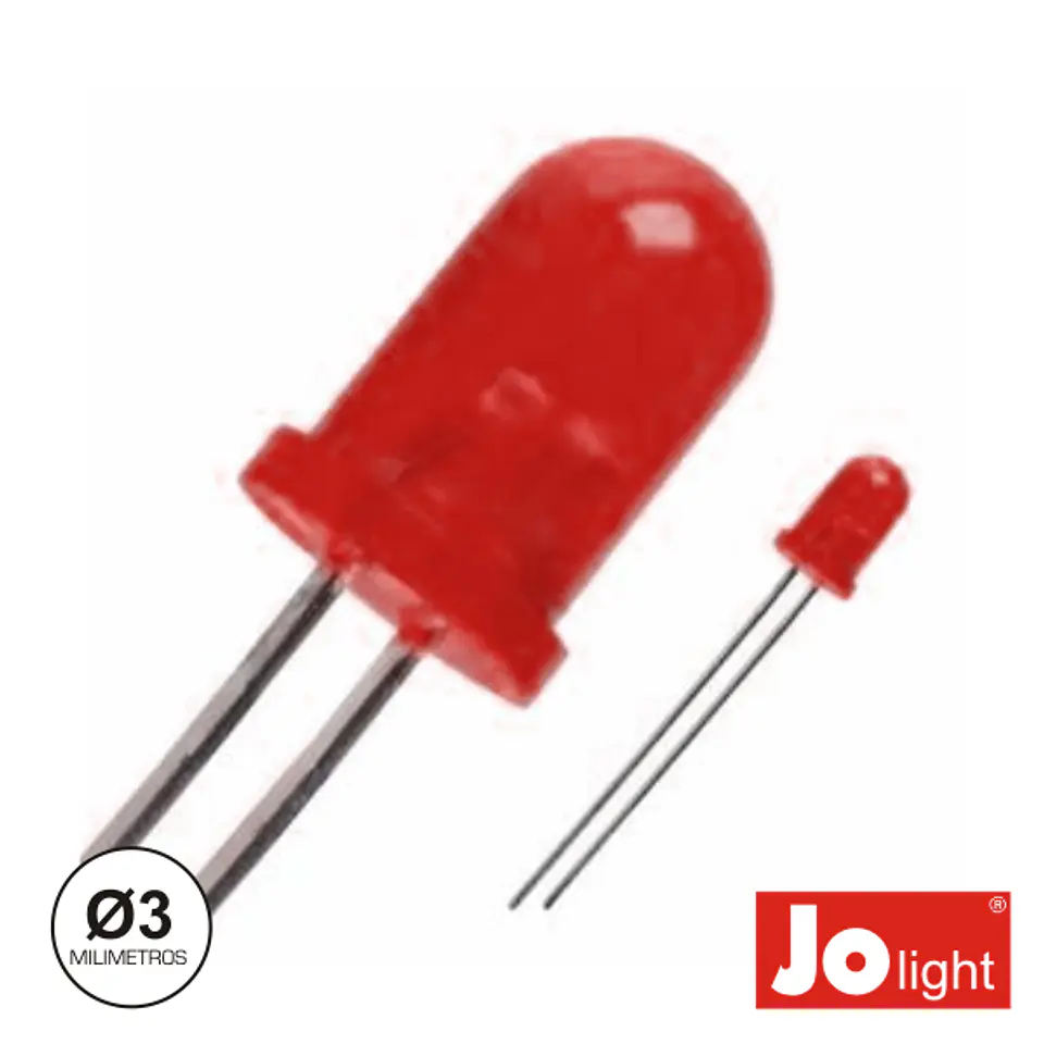 LED 3MM ALTO BRILHO VERMELHO DIFUSO JOLIGHT 1