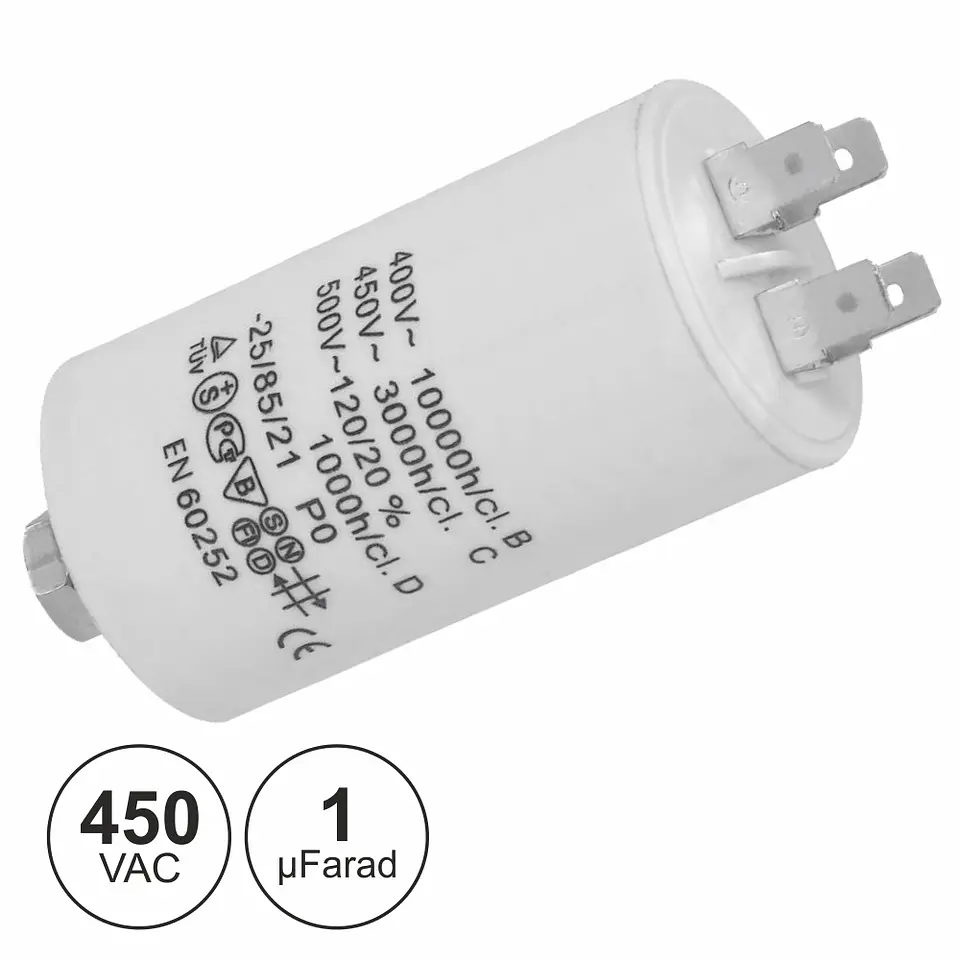 CONDENSADOR ARRANQUE 1uF 450V + TERRA 1