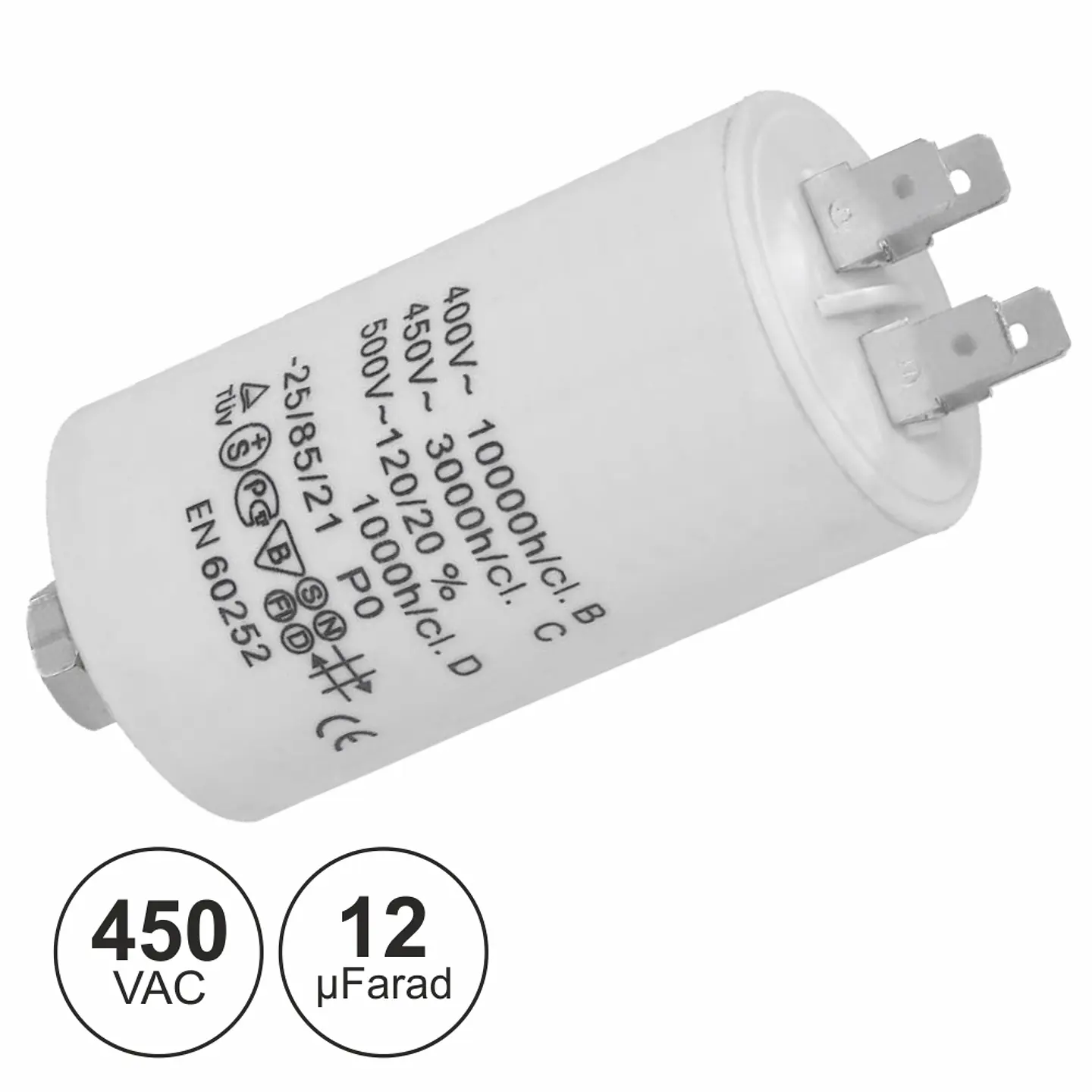 CONDENSADOR ARRANQUE 12uF 450V + TERRA 1