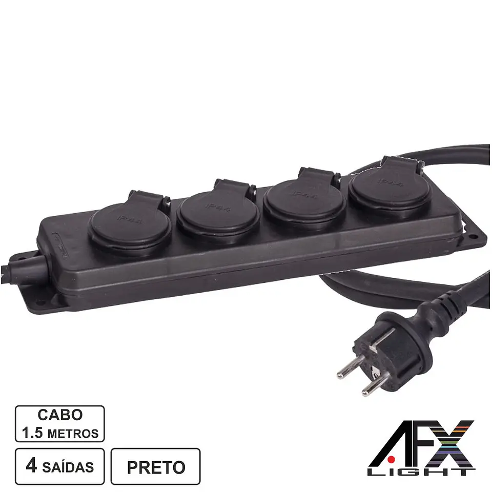 TOMADA ELÉTRICA 4 SAÍDAS 1,5M IP44 AFXLIGHT 1