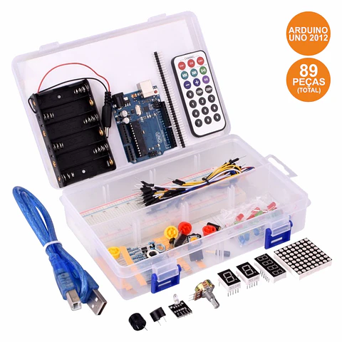 KIT INICIAÇÃO ARDUINO UNO 2012 C/ 89 PEÇAS
