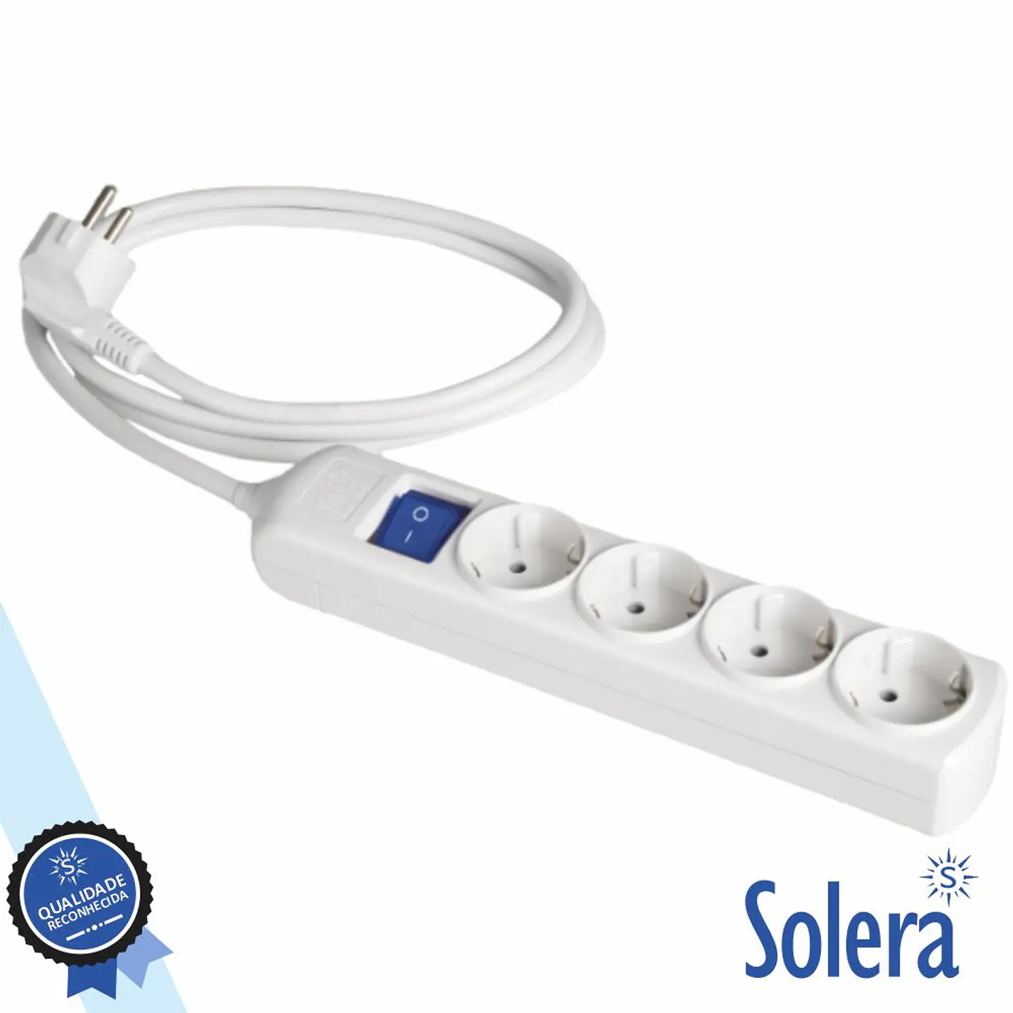 Extensão Elétrica 4x Schuko C/ Interruptor 2m Branco SOLERA 1