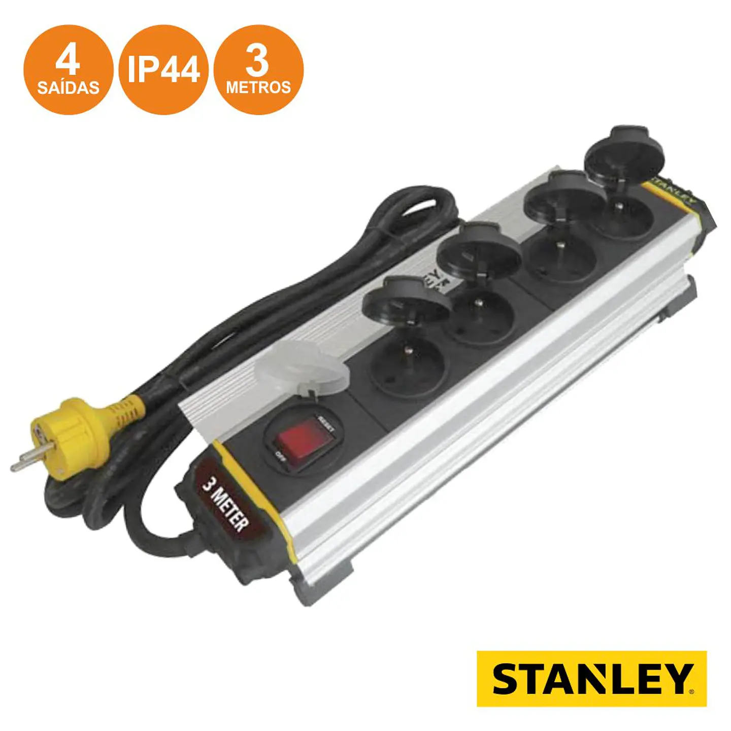 TOMADA ELÉTRICA C/ 4 SAÍDAS 3M IP44 STANLEY 1