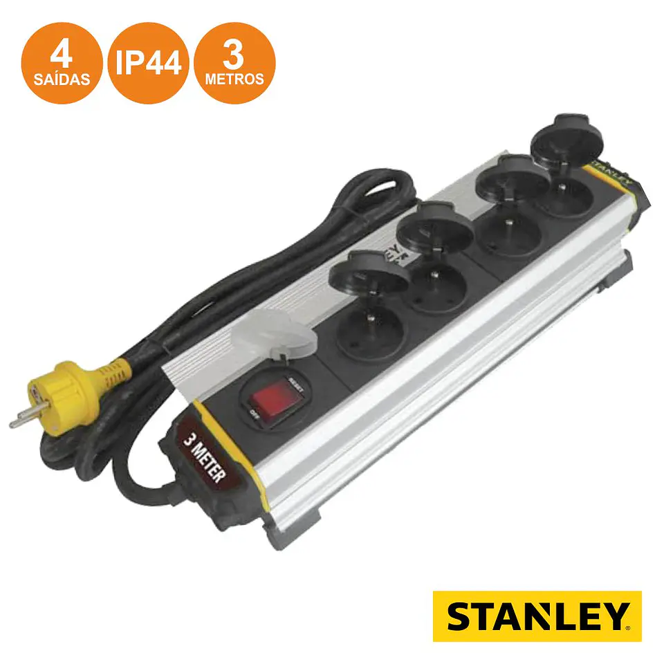 TOMADA ELÉTRICA C/ 4 SAÍDAS 3M IP44 STANLEY 1