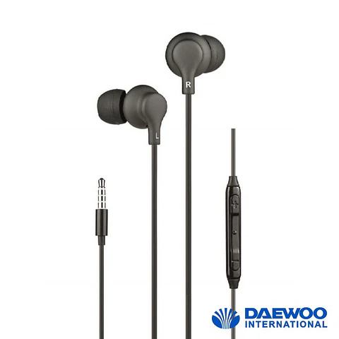 Auscultadores C/ Fios Stereo Jack 3.5 4p Preto DAEWOO