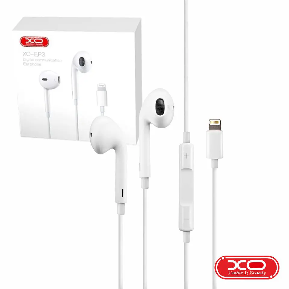 Auscultadores Stereo Lightning C/ Microfone Branco XO 1