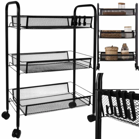Organizador Móvel De Produtos com 3 Prateleiras/Cestos