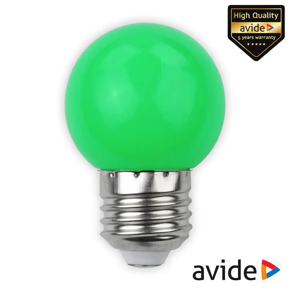 Lâmpada E27 1W LED Globo G45 Verde 30lm AVIDE 1