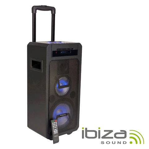 COLUNA BLUETOOTH PORTÁTIL 350W CD/USB/BT/AUX/BAT LED IBIZA