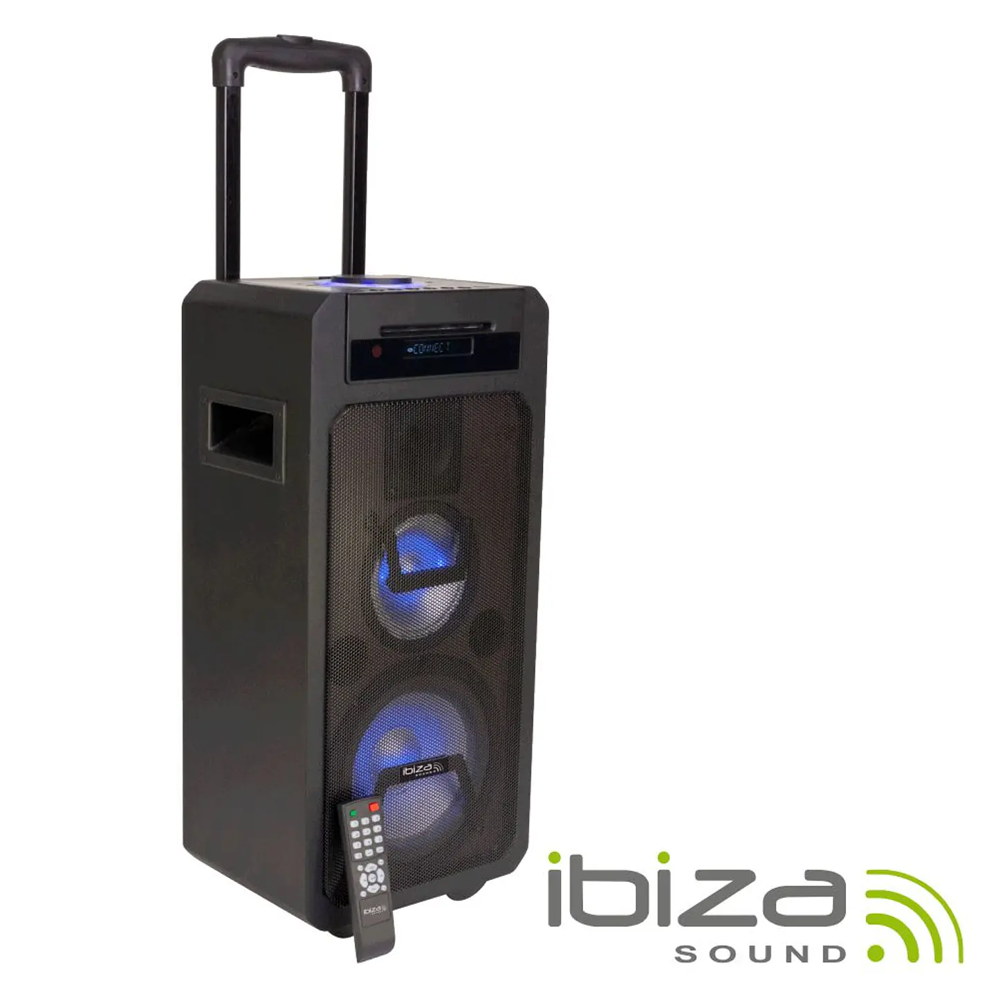 COLUNA BLUETOOTH PORTÁTIL 350W CD/USB/BT/AUX/BAT LED IBIZA 1