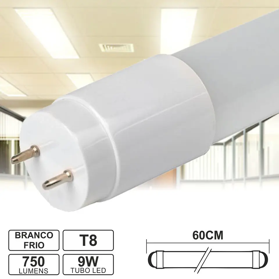 Lâmpada Tubular 9W 60cm LEDS T8 6500K 750lm 1