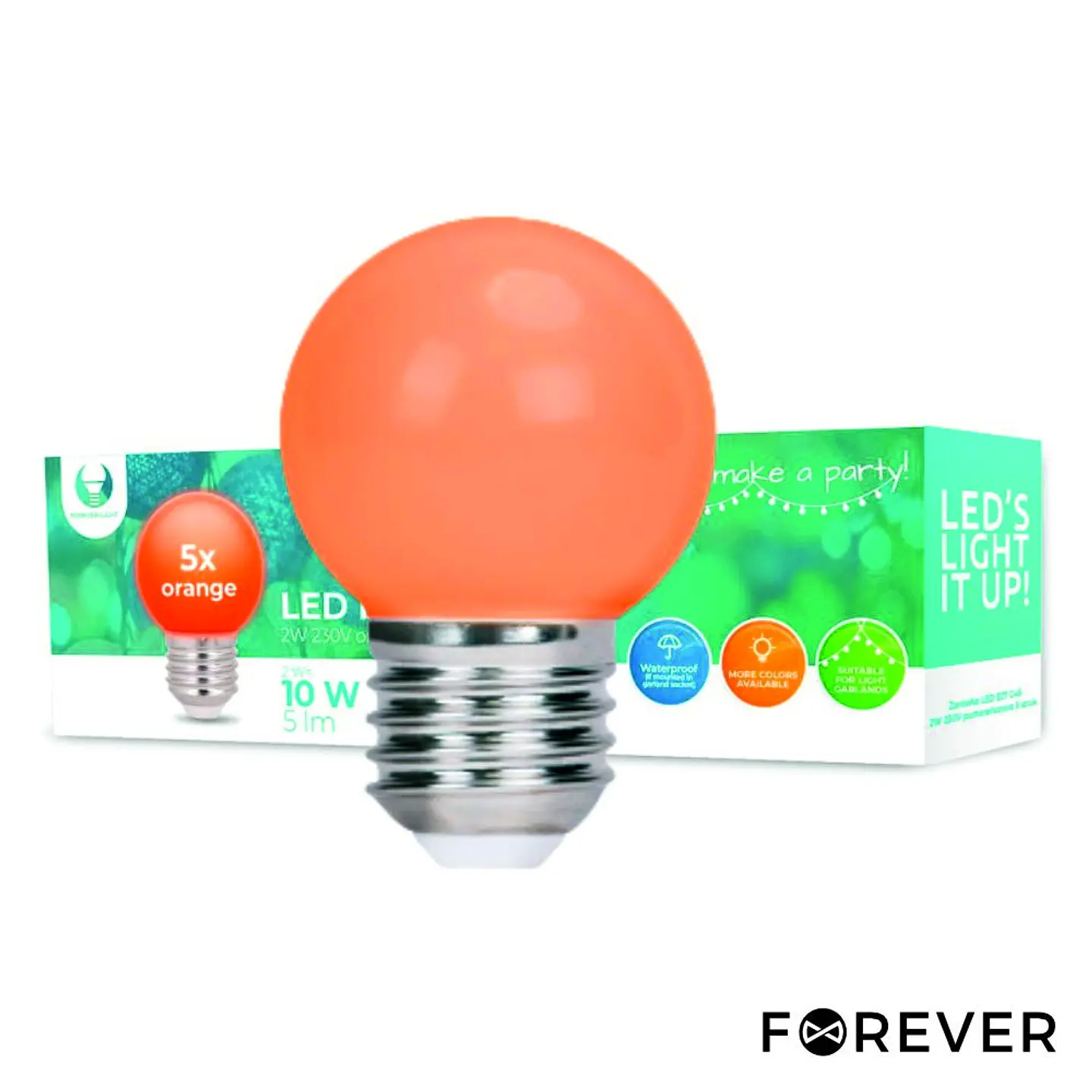 Conjunto 5 Lâmpadas E27 2W=10W 230V LED Laranja 1