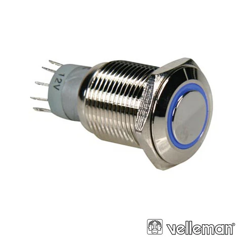 INTERRUPTOR REDONDO DE METAL SPDT 1NA 1NC ANEL AZUL
