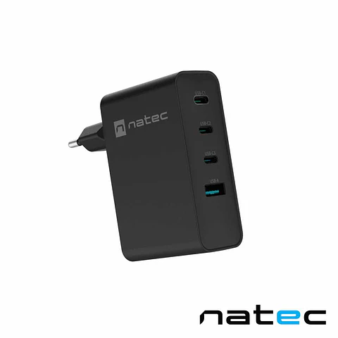 Alimentador GaN 100W 3xUSB-C/1xUSB-A PD/QC RIBERA NATEC