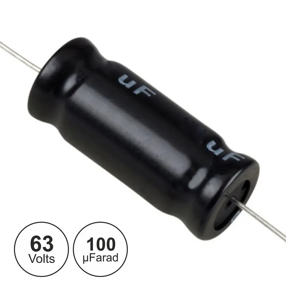 Condensador Electrolítico Axial 100µf 63V VELLEMAN 1