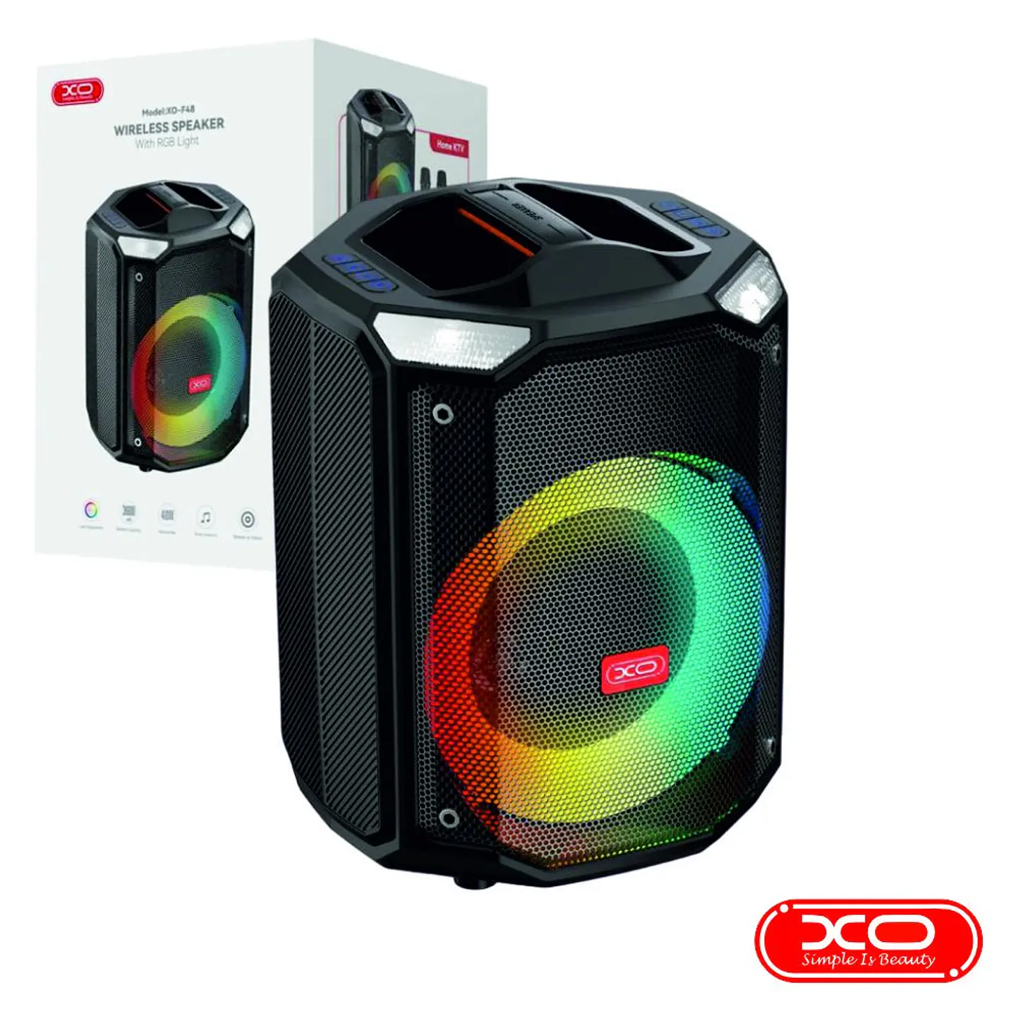 Coluna Amplificada USB/MicroSD/LED RGB/BT/AUX XO 1