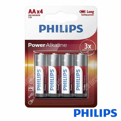 Pilha Alcalina LR6/AA 1,5V 4x Power Life PHILIPS