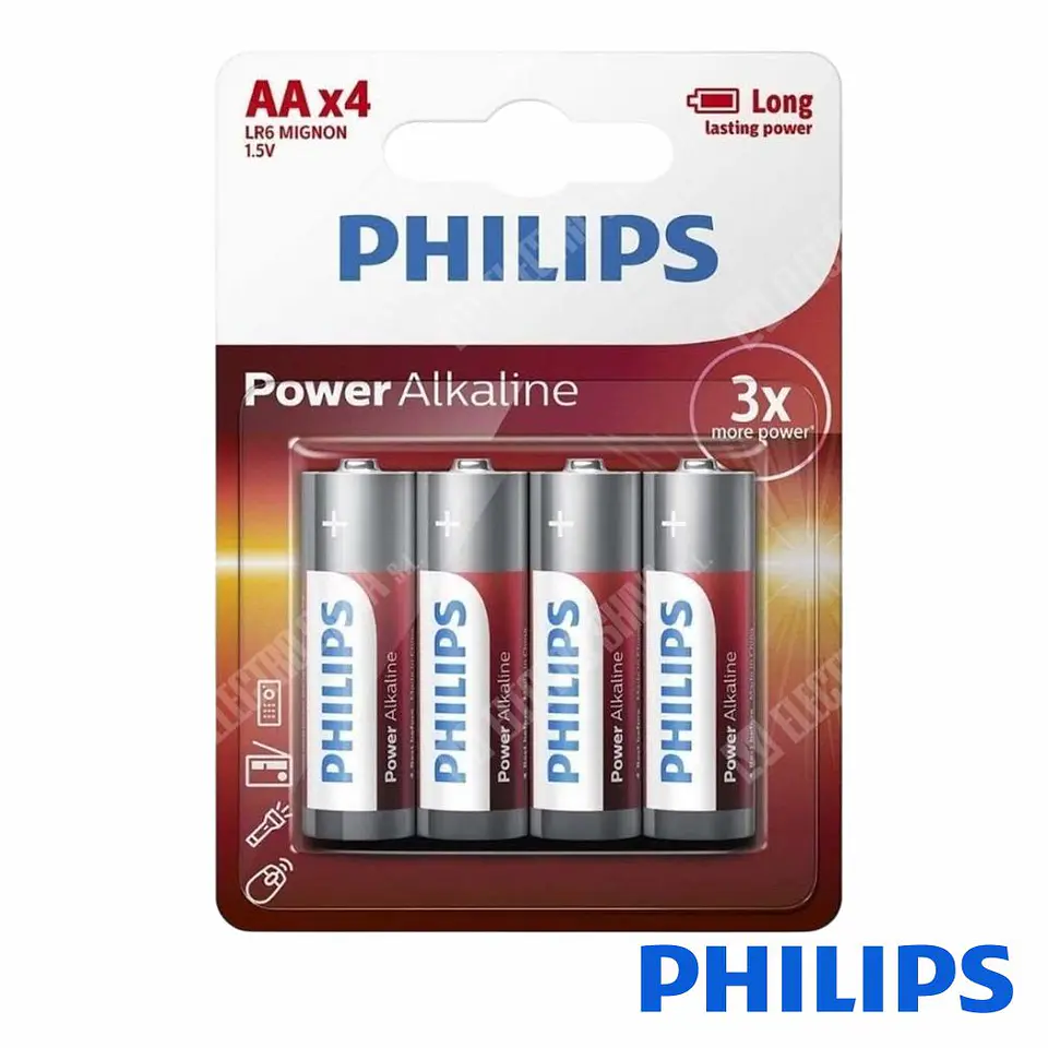 Pilha Alcalina LR6/AA 1,5V 4x Power Life PHILIPS 1