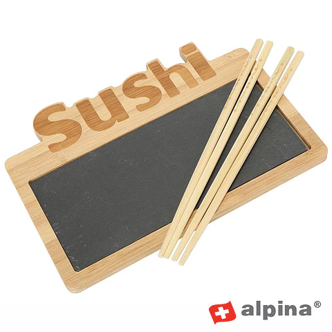 Tábua Bambu C/ Placa Ardósia E Pauzinhos ALPINA