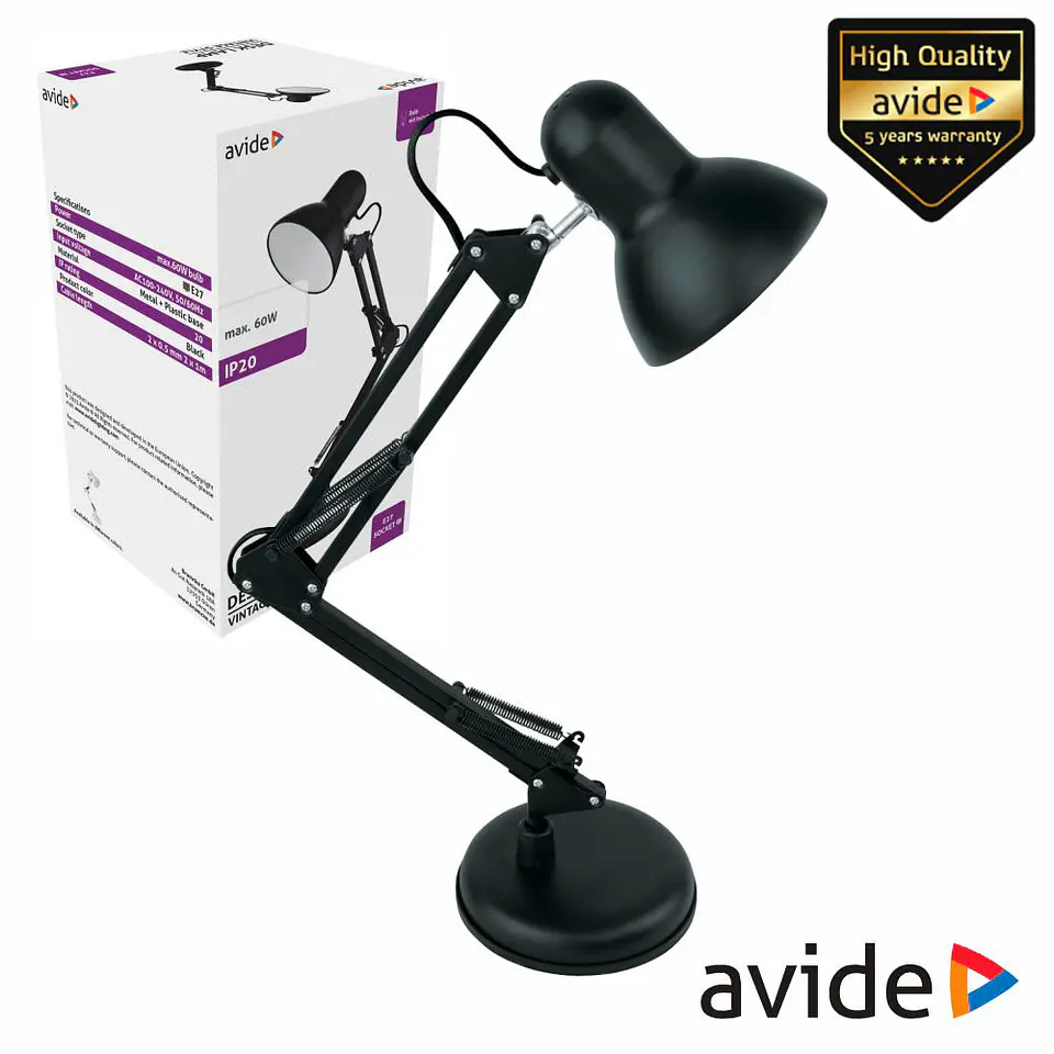 Candeeiro Vintage E27 Preto AVIDE 1