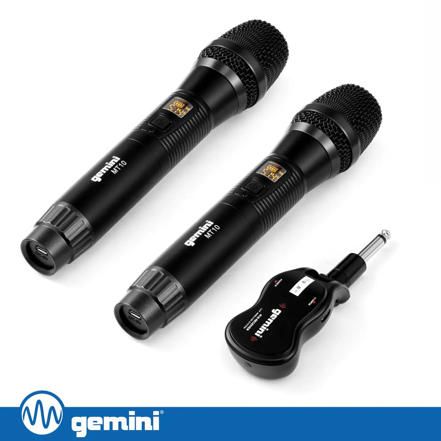 Conjunto 2xMicrofones S/ Fios UHF C/ Receptor Jack GEMINI 1