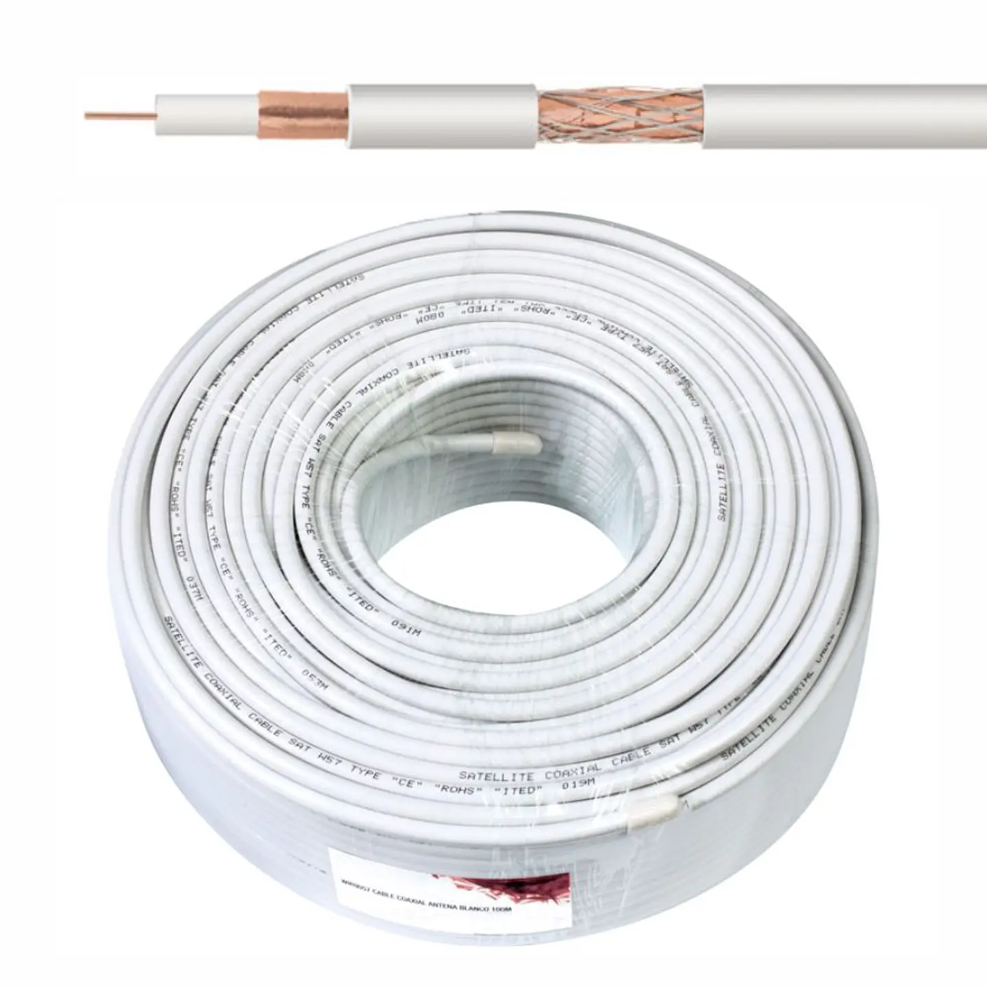 Cabo Coaxial 75 Ohm Ø6.8 Branco 1