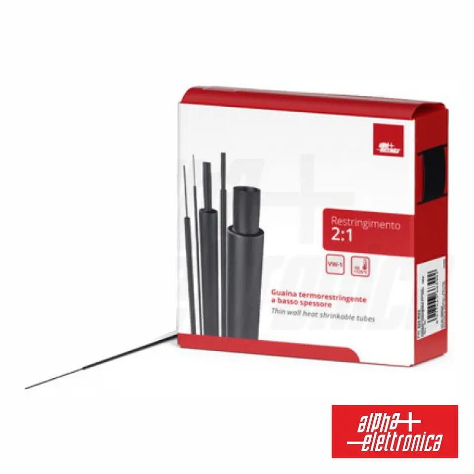 Tubo Manga Termoretráctil Ø1.6mm 10m Preto ALPHA 1