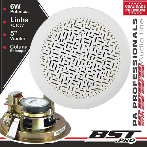 COLUNA DE TECTO PA 100V 5" 6Wmáx ESTANQUE BRANCA