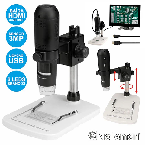 MICROSCÓPIO DIGITAL 3MP USB C/ AMPLIAÇÃO 10-200X
