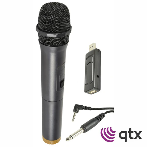 Microfone Mão UHF S/ Fios C/ Recetor USB QTX