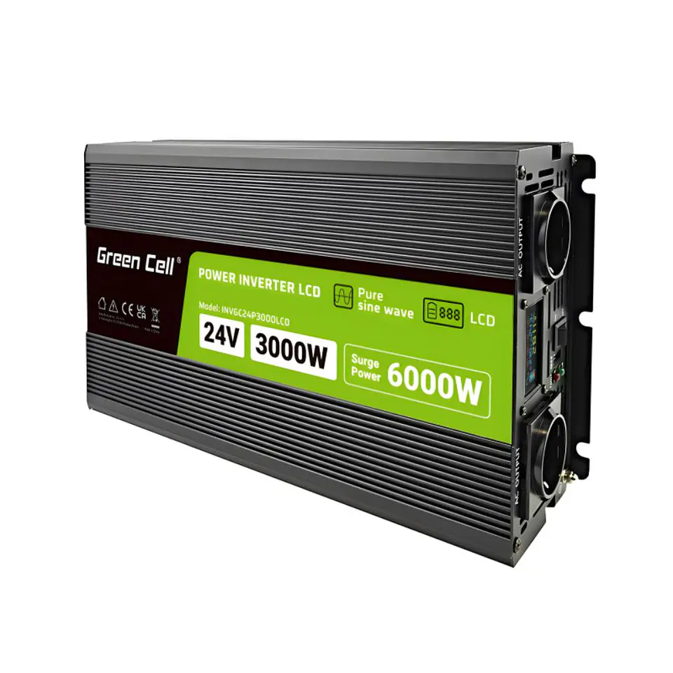 Conversor 24V-230V 3000W Onda Pura C/ LCD GREEN CELL 1