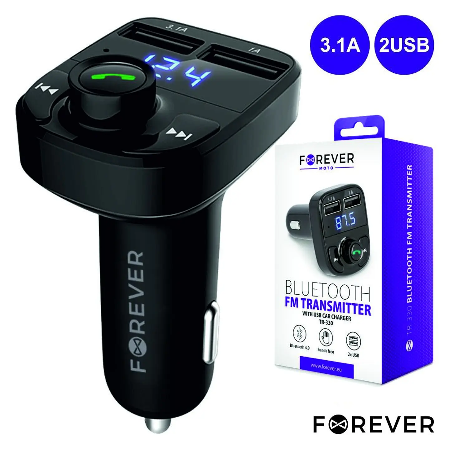 TRANSMISSOR FM BLUETOOTH V4 2USB/MICROSD F. ISQUEIRO 1