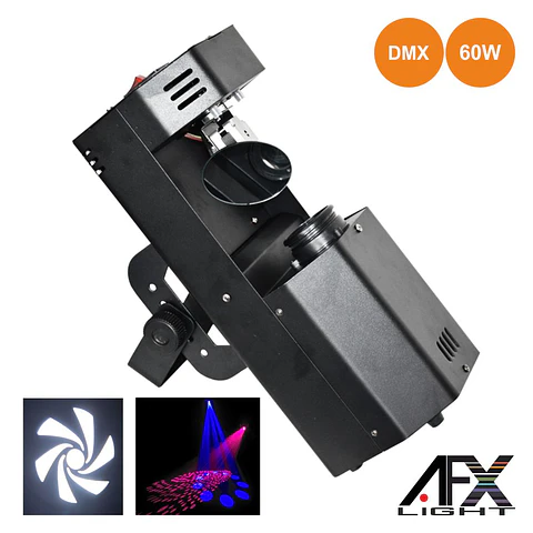 PROJETOR LUZ C/ 1 LED BRANCO 60W 2 DISCOS GOBO DMX AFXLIGHT