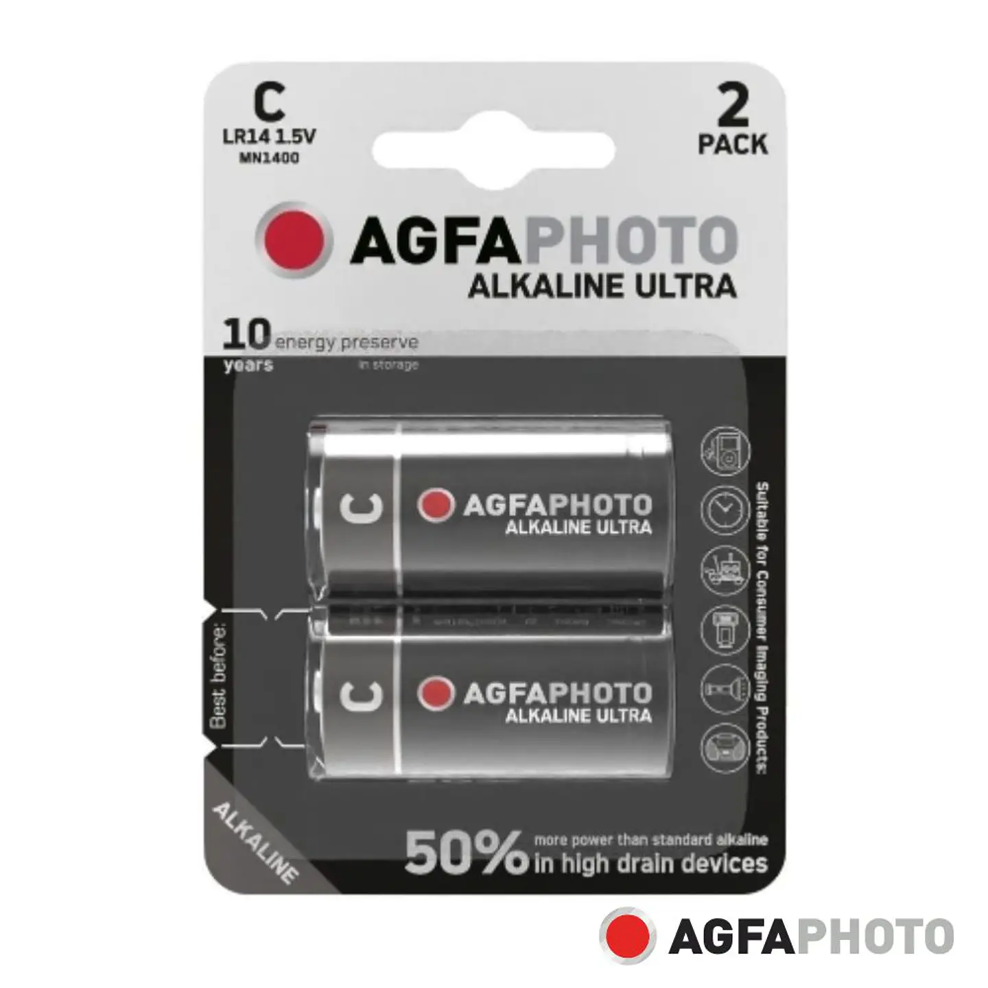 Pilha Alcalina LR14/C 1.5V 2x Blister ULTRA AGFAPHOTO 1