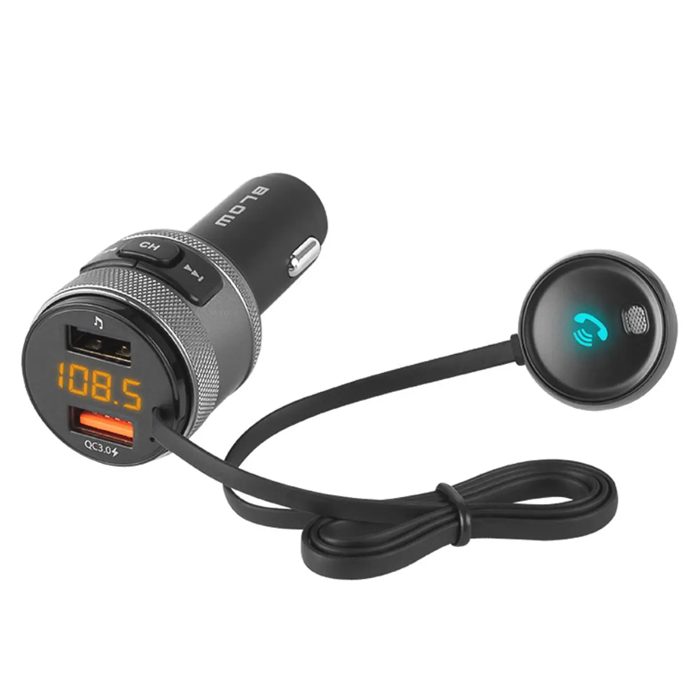 Transmissor FM Bluetooth V5.0 2 USB Ficha Isqueiro 1
