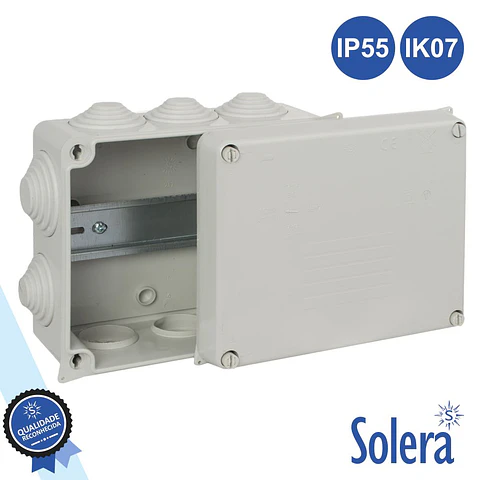 CAIXA DE PASSAGEM ESTANQUE C/ 10 CONES 160x135x70MM SOLERA
